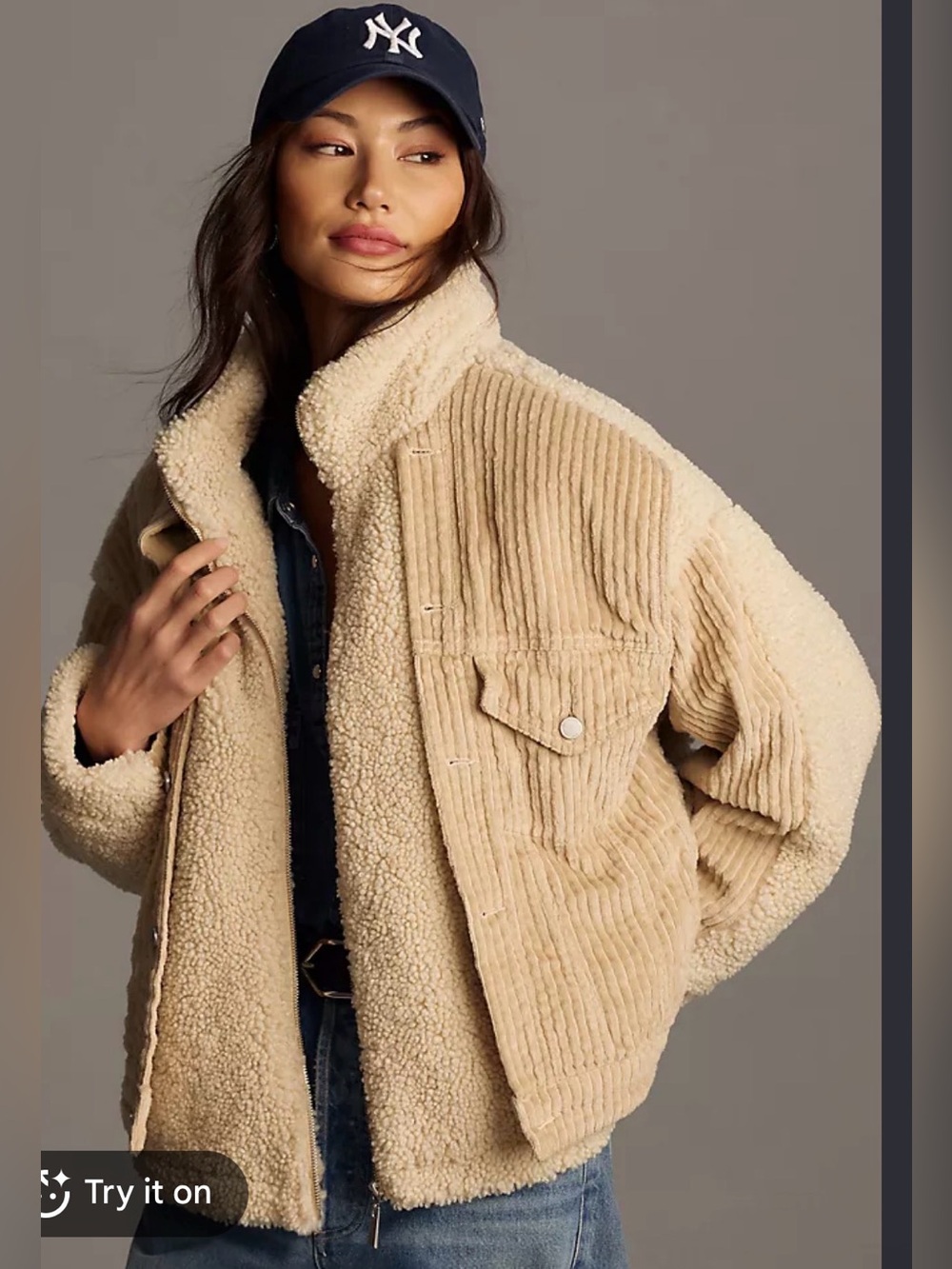 BLANKNYC Fuzzy Wuzzy Corduroy Sherpa Mix Trucker Jacket